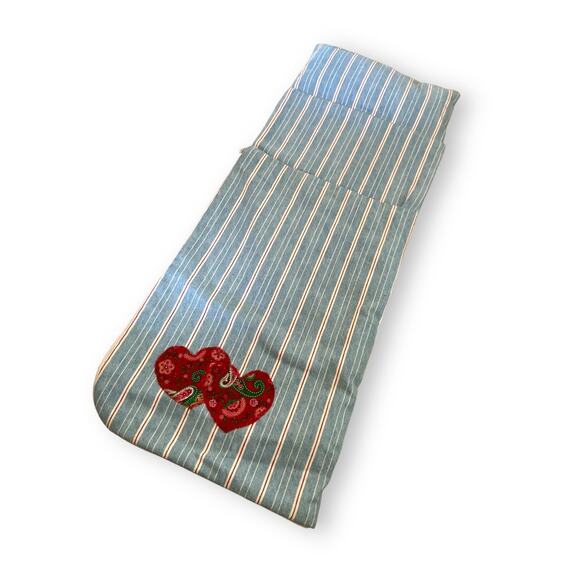 American Handmade Sleeping Bag for 18 in Girl Doll Blue White Red Hearts‎ Zips - Picture 4 of 6
